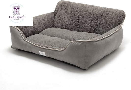 Self-Warming Pet Bed for Dogs and Cats - Cozy, Machine Washable Cushion (M: 23.6" x 19.7" x 7.8", Gray)