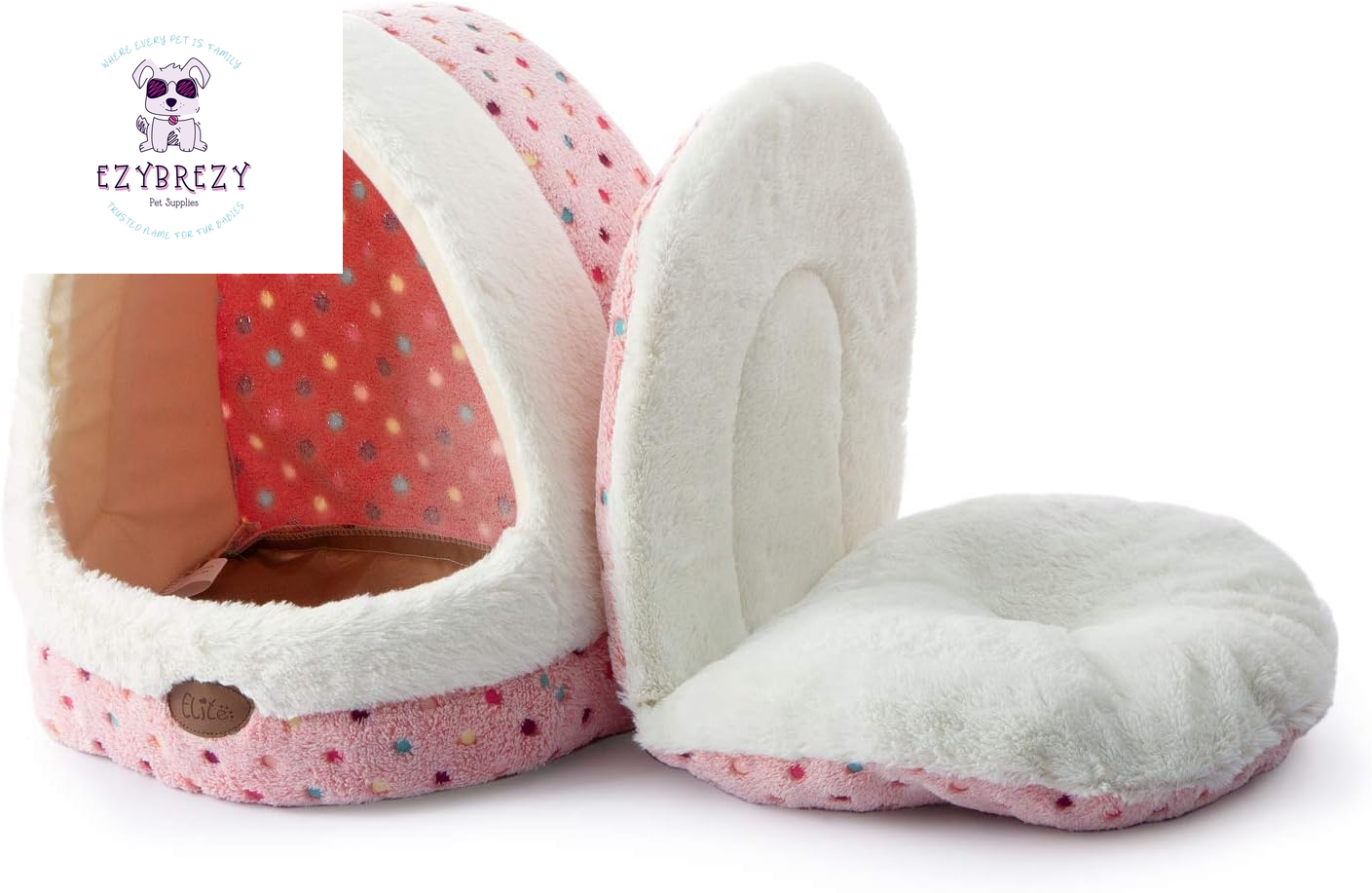 Snuggly & Stylish Igloo Pet Bed for Small Dogs and Cats - Machine Washable Fleece with Removable Cover